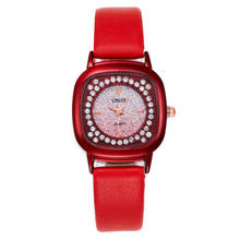 Reloj cuadrado con diamantes de imitación para mujer, pulsera de cuarzo con correa de cristal, informal, de cuero PU, a la moda 2024 - compra barato