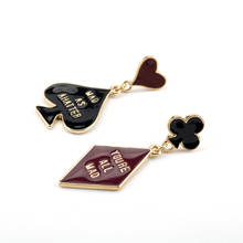 Fashion Hip Hop Exaggerated Earring Night Club Dancer Acrylic Playing Card Heart Asymmetric Drop Earrings Women Punk Jewelry 2024 - buy cheap