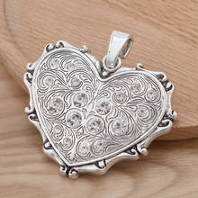 2 piezas de plata tibetana con corazón grande con diamantes de imitación, colgantes para collar, accesorios de fabricación de joyas, 61x49mm 2024 - compra barato