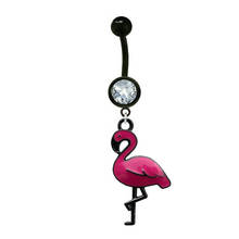 Anel de barriga em forma de flamingo, joias de piercing corporal, umbigo, barra da barriga, 1 peça 2024 - compre barato