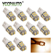 YCCPAUTO 10Pc T10 LED Warm White Bulbs 4300K 194 168 W5W 20SMD 3020 LED Car Side Marker Wedge Lamp License Plate Lights 12V 2024 - buy cheap