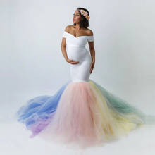 Rainbow Tutu Dresses Maternity Photography Props Pregnancy Dress Photography Fishtail Maternity Dress For Photo Shoot Maxi Dress 2024 - buy cheap