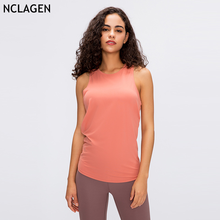 NCLAGEN-camisas de Yoga sin mangas para mujer, blusa suelta transpirable de secado rápido, chaleco de gimnasio, Top de entrenamiento para correr, Color sólido 2024 - compra barato