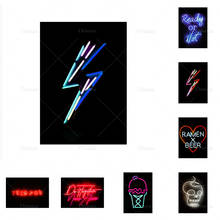 Arte de parede lightning bolt neon, arte de parede rosa para quarto de garotas e adolescentes presente exclusivo 2024 - compre barato