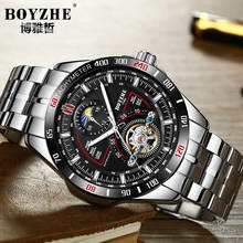 Boy zhe relógio mecânico automático luminoso, relógio masculino de luxo à prova d'água em aço fino e marca de pulseira automática 2024 - compre barato