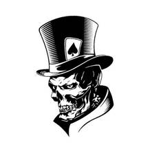 Cartas de juego de calavera y esqueleto de Joker, sombrero de monstruo de póker, pegatina de vinilo para coche, color negro/plateado, C014 2024 - compra barato
