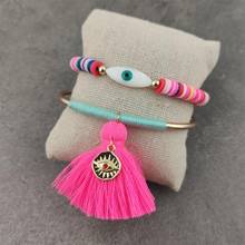 Shell Evil Eye Bracelet Boho Polymer Clay Beads Bracelet for women Friendship Bracelet Handmade Gift For women 2024 - buy cheap