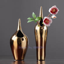 Креативная Скандинавская керамическая ваза, золотые абстрактные настольные цветочные аксессуары для гостиной, современные украшения для дома, цветочные вазы для свадьбы 2024 - купить недорого