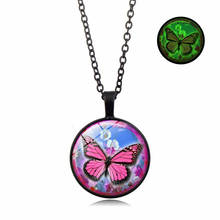 Delicaay Handmade Glow In The Dark Necklace Fashion New Beautiful Butterfly Glass Luminous Pendant Necklace for Women Jewelry 2024 - buy cheap