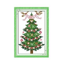 Alegria domingo árvore de natal ponto cruz kit feliz natal bordados chineses contados needlework decorações de natal para casa 2024 - compre barato