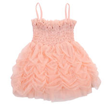 1-6Y Summer Kids Girls Pink Dress Lace Sleeveless Solid Knee Length Tutu Party Dress 2024 - buy cheap