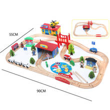 Juego de vías de tráfico para niños, 80 piezas, compatible con vías de tren de madera y coches eléctricos, rompecabezas, coche de juguete 2024 - compra barato