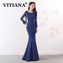 VITIANA Women Trumpet Sexy Party Dress Female Long Sleeve Tassels Host Elegant Long Dresses Femme Mesh Noble Banquet Vestidos 2024 - buy cheap