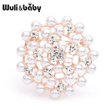 Wuli&baby Full Pearl Round Brooches Women Alloy Flower Weddings Brooch Pins Mom's Gifts 2024 - buy cheap