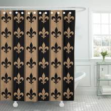 Brown Black and Beige Fleur De Lis That is Shower Curtain Waterproof Polyester Fabric 72 x 72 Inches with Hooks 2024 - buy cheap