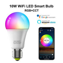 Wi fi inteligente lâmpada led e27 10w rgb colorido temporizador pode ser escurecido função de controle voz da lâmpada luz mágica apoio alexa google casa 2024 - compre barato