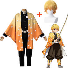 Anime Demon Slayer Kimetsu no Yaiba Agatsuma Zenitsu Cosplay costume full set suit Cosplay for men and women 2024 - buy cheap