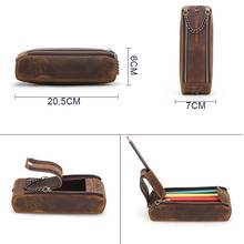 2022 New New Vintage Leather Pen Pencil Bag Case Stationery Organizer for student 2024 - buy cheap