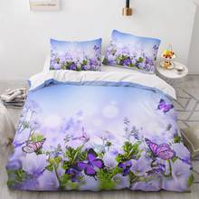 3D Bedding Set Custom Single Queen King Size 3PCS Duvet Cover Set Quilt/Comforter Pillow Case Blue Flowers Home Textile 2024 - buy cheap