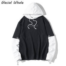 GlacialWhale Mens Hoodies Men Oversized New Printed Sweatshirt Japanese Streetwear Harajuku Casual Black Hoodie Men Sweatshirts 2024 - buy cheap