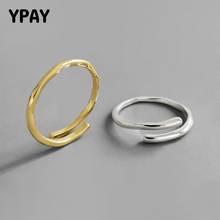 Ypay anel de prata esterlina 100% genuína, anéis ajustáveis de prata 925 genuína coreia, dupla camada, simples e ondulado, joia ymr993 2024 - compre barato