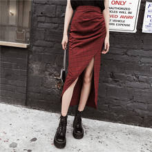 Ruibbit-falda de cuadros rojos Estilo Vintage para mujer, faldas largas y sueltas de alta calidad, estilo Punk Harajuku, temporada verano 2024 - compra barato