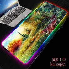 MRGBESTRGB Forest Garden Landscape Nature RGB Large Gaming Mouse Pad Glowing Led Mousepad Rubber Base Computer Keyboard Pad Mat 2024 - buy cheap