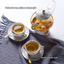Juego de té de porcelana Marbling, taza de té de cerámica nórdica con Candler colador Floral, Juego de tetera, taza de café, taza de té 2024 - compra barato