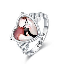 Xiajing anel gravado em forma de coração, anéis fotográficos em prata esterlina 925, anel personalizável, exclusivo, presente de aniversário, frete grátis 2024 - compre barato