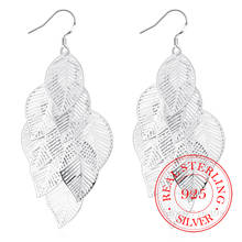 925 Sterling Silver Earring,Wedding Party Jewelry Accessories,Fashion Korean Gloss Leaves Long Dangle Earrings for Women 2020 2024 - buy cheap