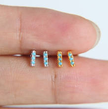 Brincos Earring Charm Earings 2021 High Quality Cute Girl Jewelry Color 925 Sterling Material Three Turquoises Stud Tiny Earring 2024 - buy cheap