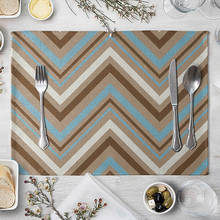 Esteira de mesa com estampas geométricas, coloridas, azul, simples, com faixas, para mesa de jantar, com tigelas, porta-copos 2024 - compre barato