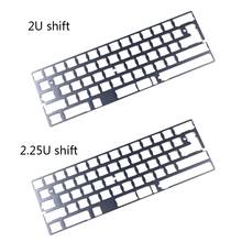 Placa de Teclado mecánico de aluminio gris 60%, soporte GK64 DZ60 GH60, CNC, Barra espaciadora dividida 2U/2.25U 2024 - compra barato