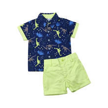 Conjunto de roupas infantis para meninos 1-5 anos, camisetas e short com estampa de dinossauro 2024 - compre barato