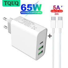 TQUQ-cargador de pared con 3 puertos USB tipo C, adaptador de carga rápida PD 3,0, 65W, para MacBook Pro Air, iPad Pro, iPhone 12, 11, XS 2024 - compra barato