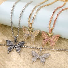 ZOVOLI Gold Crystal Butterfly Pendant Necklace For Women Statement Shiny Tennis Chain Necklaces Fashion Hip Hop Jewelry Gift 2024 - buy cheap