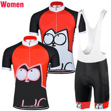 We mulheres camisa vermelha camisa de ciclismo camisas de manga curta conjuntos de roupas de bicicleta padrão pontos roupa de bicicleta roupas de bicicleta bermuda almofada de gel 2024 - compre barato