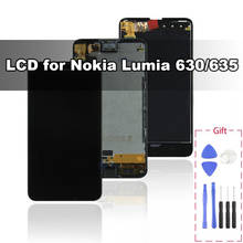 Для Nokia Lumia 630 635 ЖК-дисплей с рамой RM-977 RM-978 дисплей, сенсорный экран, дигитайзер, для сборки + рамка Замена 2024 - купить недорого