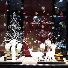 Рождественские, оконные, на стекло ПВХ съемные настенные наклейки DIY Рождественский олень Санта-Клаус фотообои Рождество 2024 - купить недорого