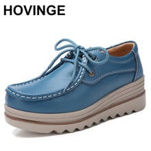 HOVINGE Spring Summer Women Shoes Breathable Leather Women Casual Shoes Fashion Thick Sole Women Loafers Sneakers Zapatos De Muj 2024 - buy cheap