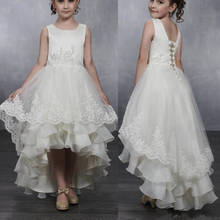 Vestidos de flores de marfil blanco para niña, vestido de princesa de tul para bodas, encaje de media manga, vestidos de primera comunión para niña 2024 - compra barato