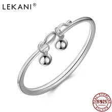 LEKANI Genuine 925 Sterling Silver Minimalist Bangles For Women Round Bead Hanging Charm Bangle Fine Jewelry Anniversary Gift 2024 - buy cheap