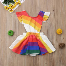 Vestido de princesa de verano para niña pequeña, elegante tutú de fiesta a rayas de arcoíris, Vestido de playa para vacaciones, 1-5 años 2024 - compra barato