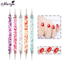 Monja 5 Pcs Dual End Nail Art Rhinestones Beads Picking Brush Sequins Handle Drawing Painting Carving Pen Manicure Dotting Tools 2024 - buy cheap