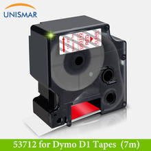 Fita de etiqueta para dymo d1 24mm * 7m, etiqueta vermelha transparente 53712, compatível com dymo labelgravador 450 duo 2024 - compre barato