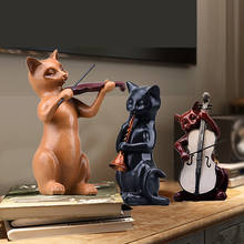 Estatueta de resina de música para gatos 3 pçs/cj, estátua, violino, música, animal, decoração, armário de exibição de janela, decoração para casa 2024 - compre barato