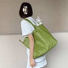 Simple Large Capacity Women Green Shoulder Bag Soft PU Leather Female Girls Underarm Bags Fashion Ladies Handbags Casual Tote 2024 - buy cheap
