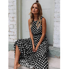 Summer Sleeveless Polka Dot Print Women Midi Dress Casual Fashion Dresses A-Line Boho Elegant Beach Long Dress Vestidos 2024 - buy cheap