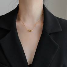 YUN RUO-collar con nudo de aro chapado en oro de 18K para mujer, joyería de moda, accesorio de acero inoxidable de titanio 2024 - compra barato