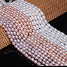 Perlas naturales de agua dulce, cuentas sueltas en forma de arroz de alta calidad para bricolaje, collar elegante, pulsera, fabricación de joyería de 6-7MM 2024 - compra barato
